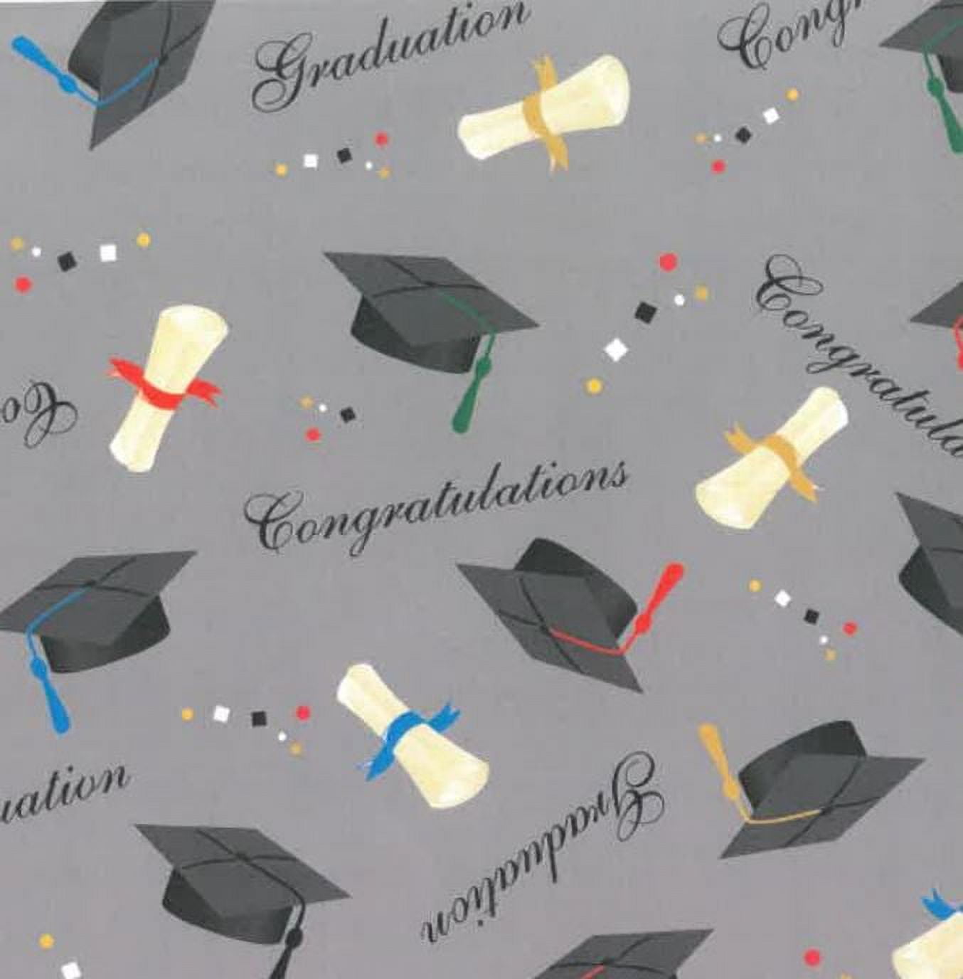 Cotton Graduate Graduation Caps Diploma Toss School Celebration Congratulations Cotton Fabric Print by the Yard (199-013)
