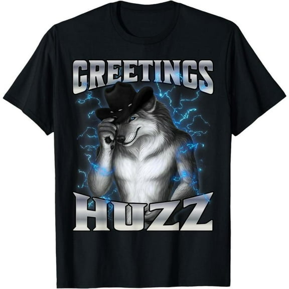 Cotton Graphic Tee Alpha wolf Greetings Huzz Short Sleeve Mens T-shirt