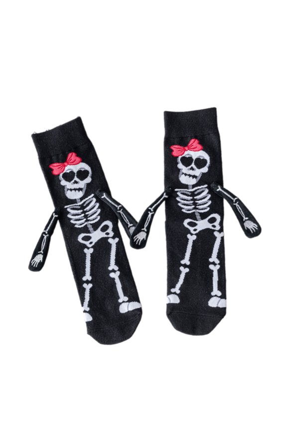 Cotton Halloween Socks With Creative Bone Hand Embroidery Unisex Ankle Length Comfort Design For Costume Parties