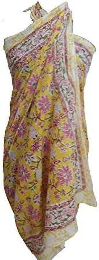 Cotton Indian Hand Block Print Sarong - Beach Wrap Swim Cover Up 73x43 Inches Multiway Wear