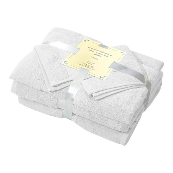 6-Piece Ringspun Cotton Bath Towel Set – 2 Bath Towels, 2 Hand Towels, 2 Washcloths – Ultra Soft & Absorbent