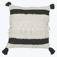 thumbnail image 1 of Cotton Hand Woven Pillow with Texture & Tassels, Black & White, 1 of 1