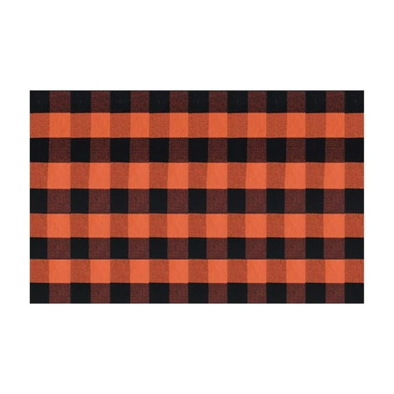 Cotton Hand Woven Plaid Doormat, Fall Seasonal Outdoor Rug, Layered Design for Front Door Porch Patio Entryway, 40X60Cm Tanuke