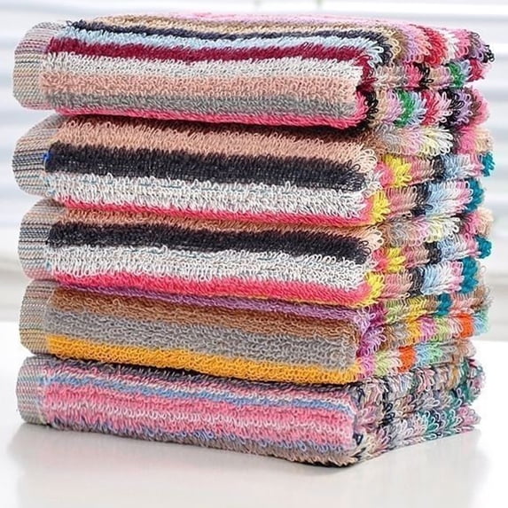 Cotton Handkerchiefs Cozival Colorful Striped Cotton Handkerchiefs - Multipurpose Square Towels for Kids, Kitchen, Bar Cleaning, Soft & Absorbent, Assorted Patterns, Kids Square Towels