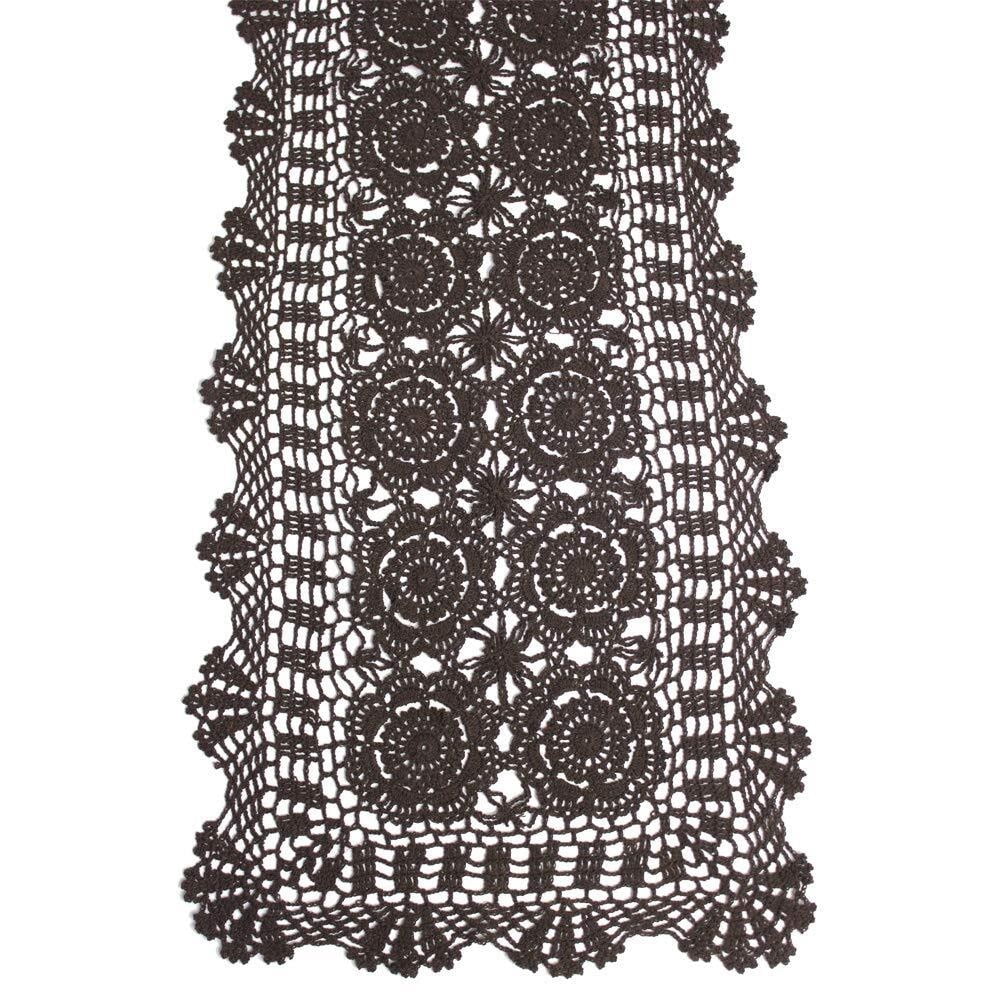 Cotton Handmade Crochet Lace Table Runner Beige Rectangle Coffee Table Dresser Decor
