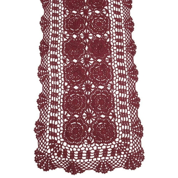 Cotton Handmade Crochet Lace Table Runner Beige Rectangle Coffee Table Dresser Decor