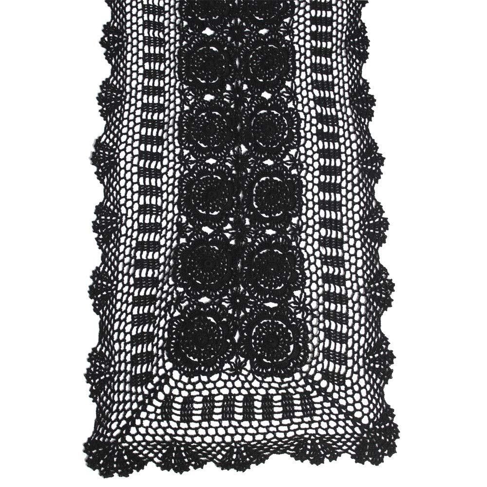 Cotton Handmade Crochet Lace Table Runner Beige Rectangle Coffee Table Dresser Decor