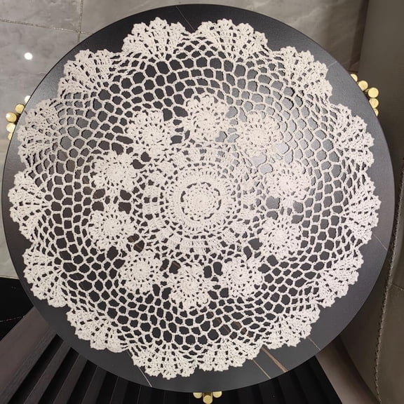 Cotton Handmade Crochet Lace Tablecloth Doilies Placemats Table Overlay Home Decor, White(Piano Cover Cloth)
