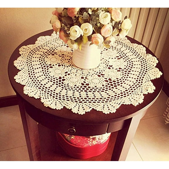 Cotton Handmade Crochet Lace Tablecloth Doilies Table Overlay