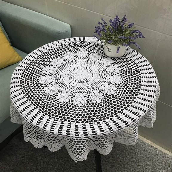 Cotton Handmade Crochet Round Tablecloth Doilies Lace Table Covers