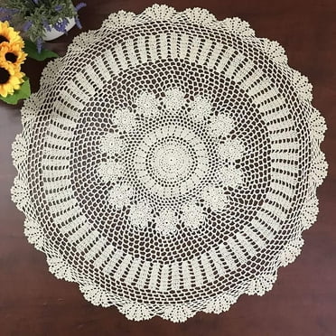 Cotton Handmade Crochet Round Tablecloth Doilies Lace Table Covers