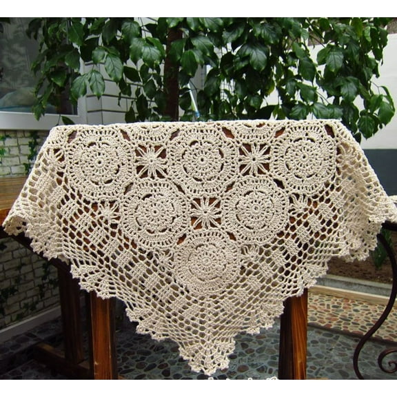 Cotton Handmade Crochet Square Tablecloth Doilies Lace Table Covers
