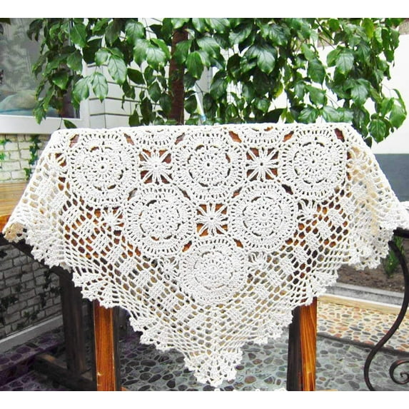 Cotton Handmade Crochet Square Tablecloth Doilies Lace Table Covers