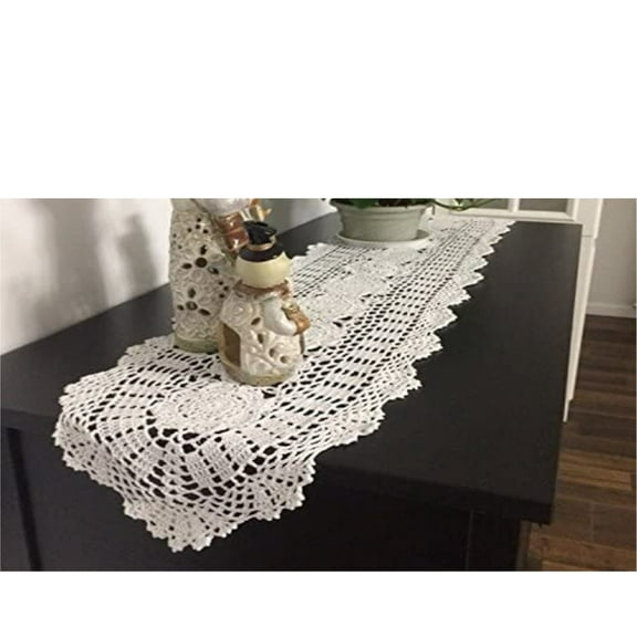 Cotton Handmade Crochet lace Table Runners Oval Tablecloth Doilies Doily Table Dresser Scarf Décor