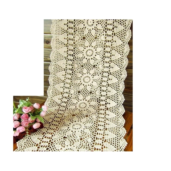 Cotton Handmade Crochet lace Table Runners Rectangular Tablecloth Doilies Doily Table Dresser Scarf Décor