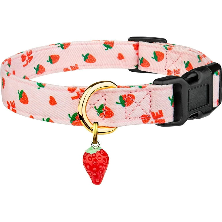 Cotton Handmade Dog Collar Cute And Distinctive Patterns Pink Strawberries With Pendant Cute Dog Collars For Small Medium Large Dogs Girl Dogs Boy Dogs M Walmart