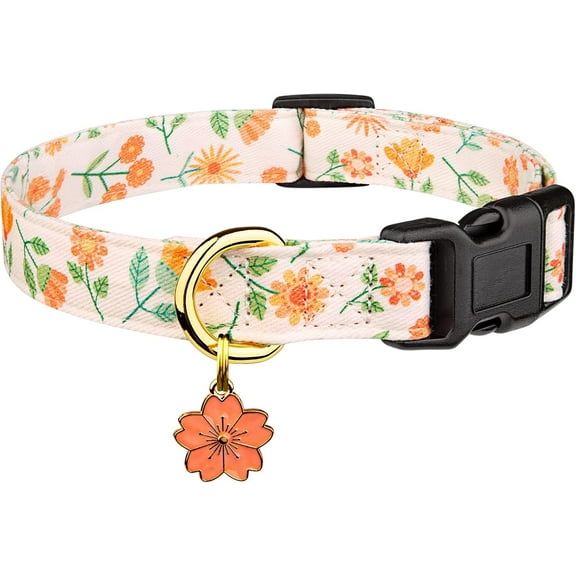 Cotton Handmade Dog Collar Cute and Distinctive Patterns White and Pink Love Heart with Pendant for Girl Boy Dogs Collars S