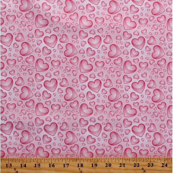 Cotton Hearts Allover Valentine's Day Love Pink Gradient Cotton Fabric Print by the Yard (112595-CA61220)