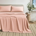thumbnail image 1 of Cotton Heathered Melange Jersey Knit Bed Sheet Set (California King, Blush Pink)., 1 of 7