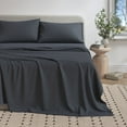 thumbnail image 1 of Cotton Heathered Melange Jersey Knit Bed Sheet Set (King, Navy), 1 of 7