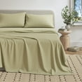 thumbnail image 1 of Cotton Heathered Melange Jersey Knit Bed Sheet Set (King, Heathered Eucalyptus), 1 of 6