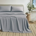 thumbnail image 1 of Cotton Heathered Melange Jersey Knit Bed Sheet Set (King, Sky Blue), 1 of 7