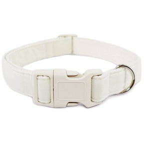 Cotton Hemp Dog Collar Adjustable, White Dog Collar Soft Natural Fabric with Quick Release, Cute Wedding Puppy Necklace for Small Medium Large Dog, White-M