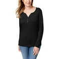 thumbnail image 1 of Cotton Henley Top Deep Black XS, 1 of 1