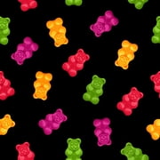 Cotton Herban Sprawl Gummi Bears Fruity Chewy Candy Kids Childrens Treats Sugar Blank Quilting Black Cotton Fabric Print by the Yard 1025-99
