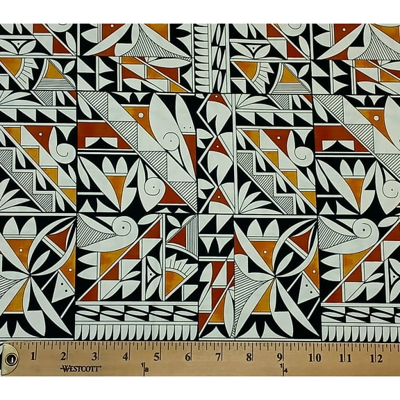 Cotton Heritage Southwest Tribal American Heritage Elizabeth Studios Cotton Fabric Print by the Yard (46000-gold)