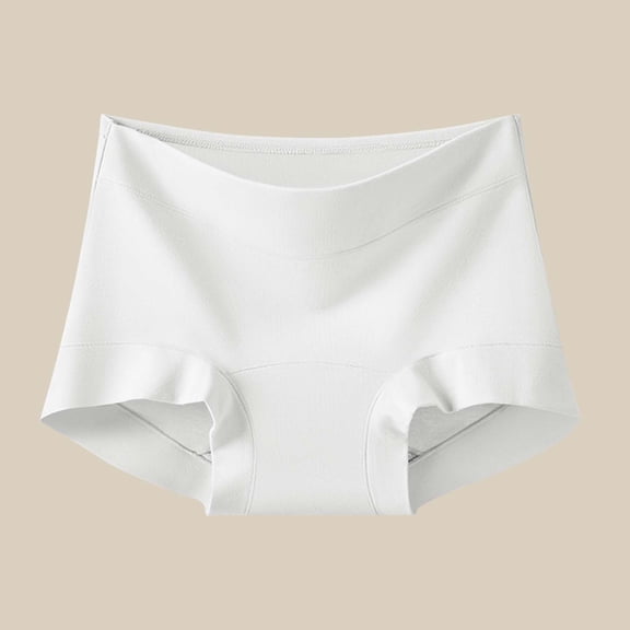 Cotton High Waist Underwear for Women Fashion Women's Cotton Underpants Solid Soft Breathable Comfortable Full Cover Panties White L