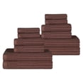 thumbnail image 1 of Cotton Highly Absorbent 12-Piece Solid and Checkered Border Towel Set, Java, by Superior, 1 of 7