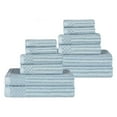 thumbnail image 1 of Cotton Highly Absorbent 12-Piece Solid and Checkered Border Towel Set, Slate Blue, by Superior, 1 of 7