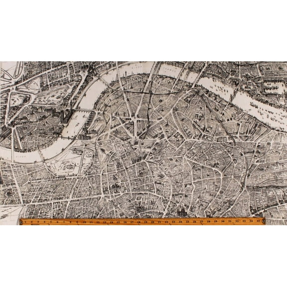 Cotton Historic Map of London England Maps Travel Cartography Cotton Fabric Print by the Yard (52348-1)