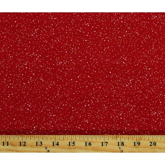 Cotton Holiday Charms Red With White Dots Gold Metallic Flecks Christmas Winter Cotton Fabric Print by the Yard (SRKM-19953-3RED)