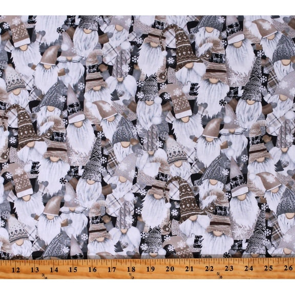 Cotton Holiday Gnomes Christmas Sweaters Hats Winter Festive Natural Cotton Fabric Print by the Yard (GAIL-C8208NATURAL)