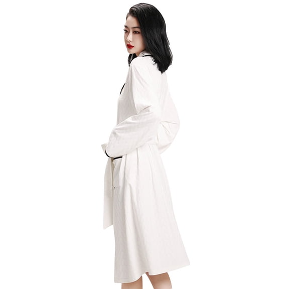 Cotton Home Bathrobe Sleepwear for Spring|Autumn,Women Dressing Gowns Lightweight Housecoat,Cozy Loungewear V Neck