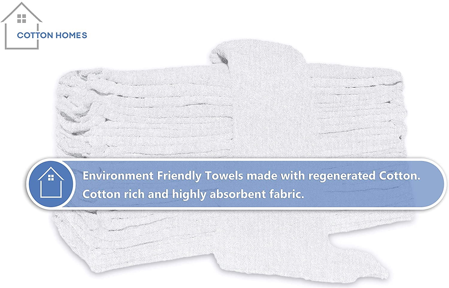 Cotton Homes 500Pc Shop Towels Rags Bulk– 12 x12 Inch- Regenerated Cotton Multipurpose Cleaning towels, Paint Cloth, Bar Towels- Prewashed and Reusable. (White, 500).