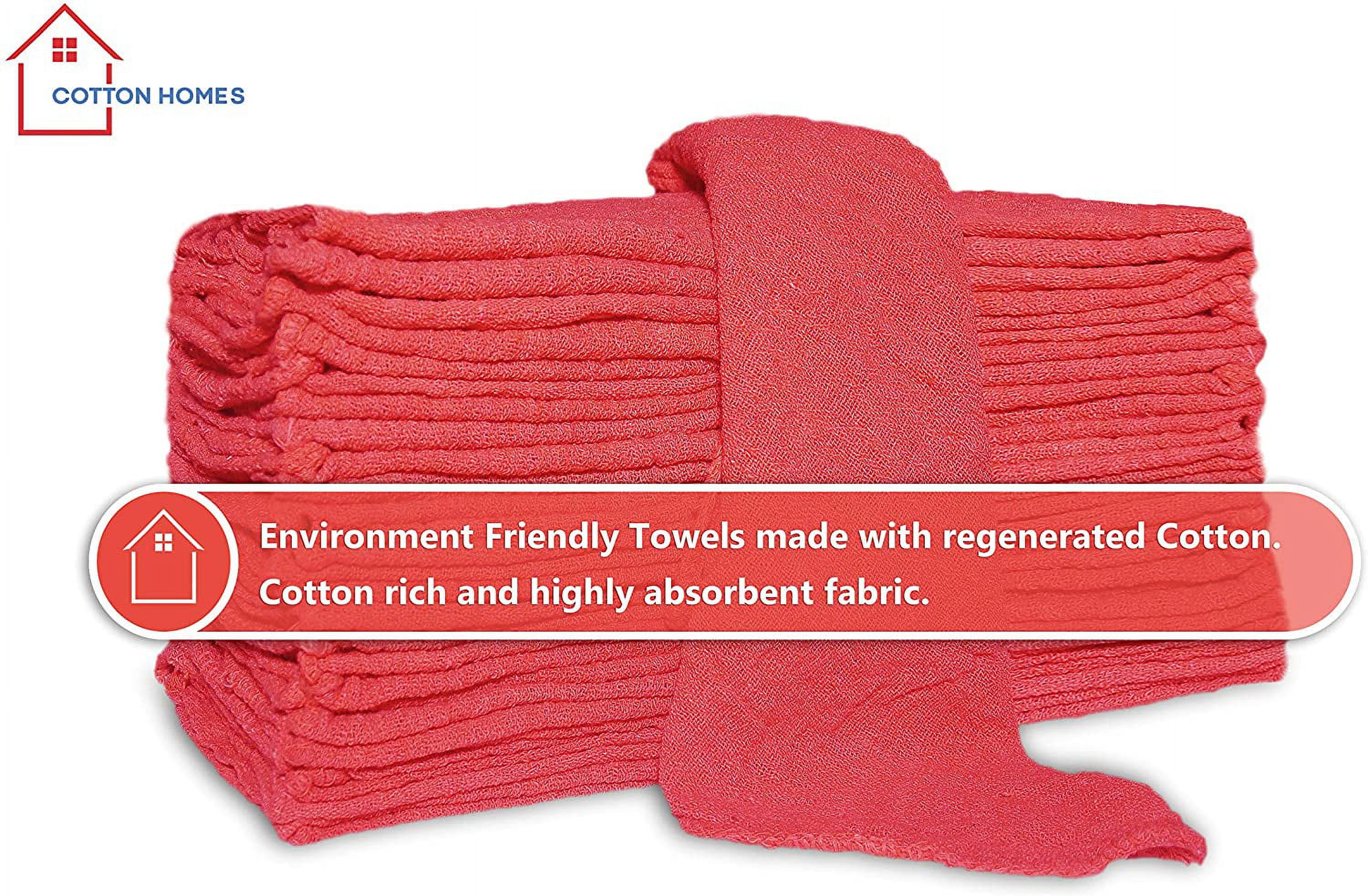 Cotton Homes 500Pc Shop Towels Rags Bulk– 12 x12 Inch- Regenerated Cotton  Multipurpose Cleaning towels, Paint Cloth, Bar Towels- Prewashed and
