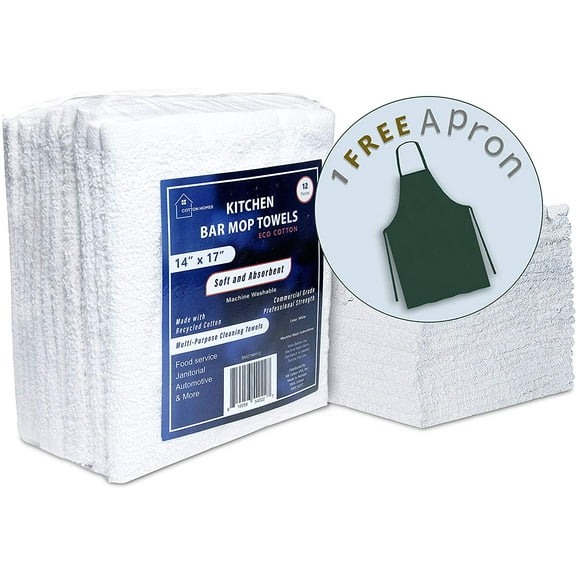 COTTON HOMES Multipurpose Kitchen Bar Mop Towels Pack- 14x17 Inch - Eco Friendly Regenerated Cotton-Commercial Grade, Multi-Purpose Cleaning Wiping Towels- 100% Cotton Absorbent Towel.