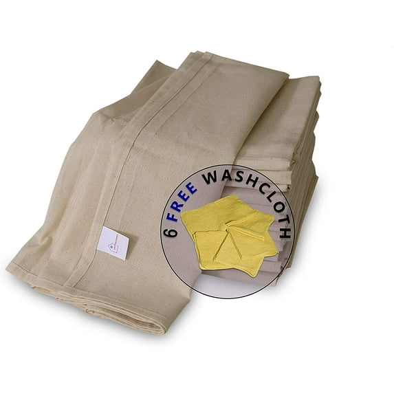 Cotton Homes Natural Flour Sack Kitchen Towels 12 Pack.