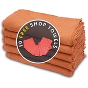 Cotton Homes Shop Towels Rags – Pack of 100- Orange ($0.23/Each)- 12 x14 Inch- Free 10 Shop Towels-Regenerated Cotton Multipurpose Cleaning towels, Paint Cloth, - Prewashed and Reusable.