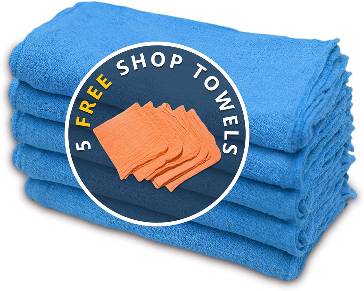 Cotton Homes Shop Towels Rags – Pack of 50- Blue ($0.33/Each)- 12 x14 Inch- Free 5 Shop Towels-Regenerated Cotton Multipurpose Cleaning towels, Paint Cloth, - Prewashed and Reusable.