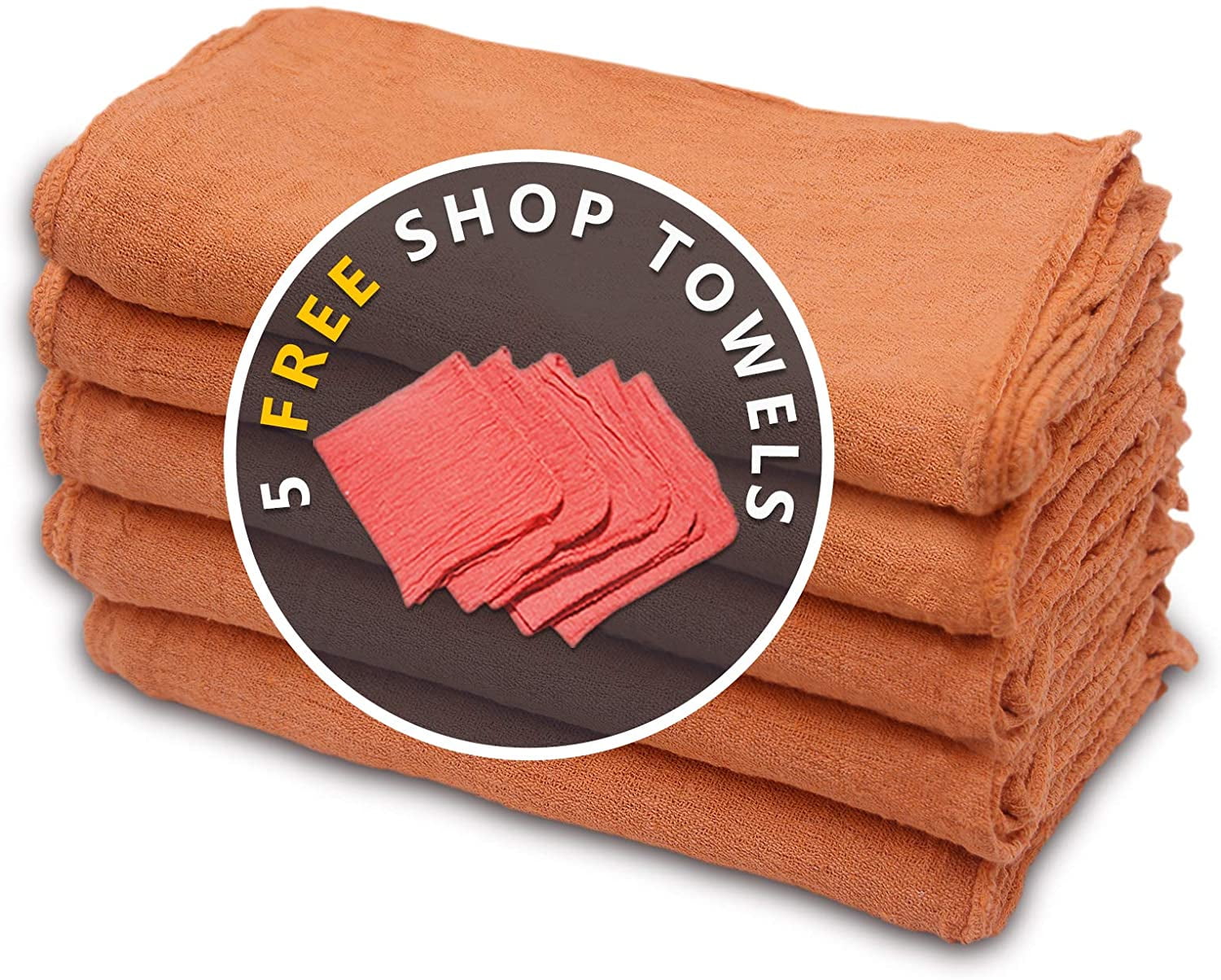 Cotton Homes Shop Towels Rags – Pack of 50- Orange ($0.33/Each)- 12 x14 Inch- Free 5 Shop Towels-Regenerated Cotton Multipurpose Cleaning towels, Paint Cloth, - Prewashed and Reusable.