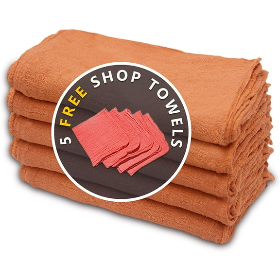 Cotton Homes Shop Towels Rags – Pack of 50- Orange ($0.33/Each)- 12 x14 Inch- Free 5 Shop Towels-Regenerated Cotton Multipurpose Cleaning towels, Paint Cloth, - Prewashed and Reusable.