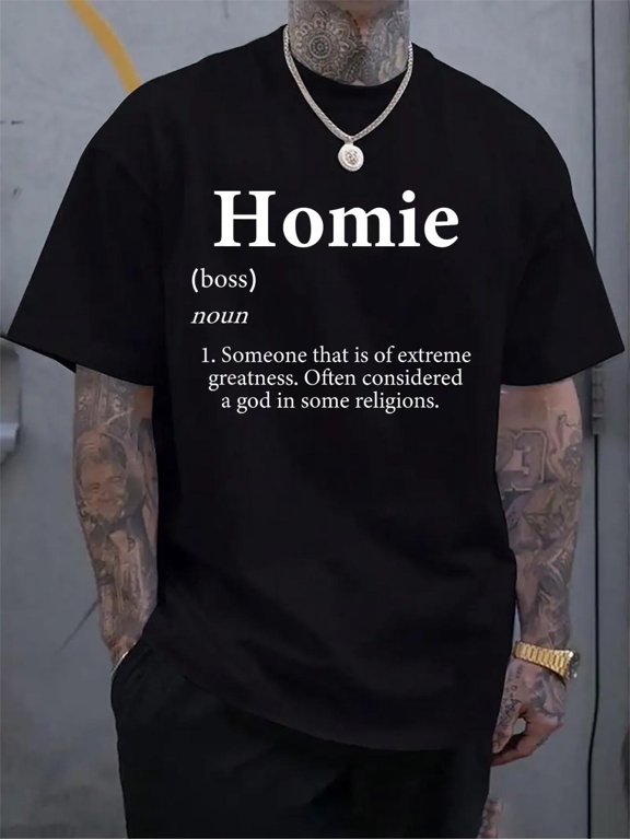 Cotton Homie Definition Funny Personalized Friend Costume For Homie T-Shirt Men's Graphic Tee,Casual Short Sleeve Shirt