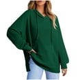 thumbnail image 1 of Cotton Hoodies Womens Trendy Waffle Textured Sweatshirts Oversized Solid Pullover Hooded Tops Front Pocket (XL, Green), 1 of 3