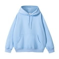 thumbnail image 1 of Cotton Hoodies for Men Teen Boys Casual Drawstring Hooded Sweatshirt Plain Pullover Long Sleeve Fall Winter Tops (L, Light Blue), 1 of 5