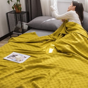 Cotton Hospital Blanket,Cotton Bed Blanket Twin Cotton Thermal Blanket Bed Throw Breathable Soft Comfortable Blanket For All Season,Cotton Blankets for Bed(Yellow 60*40in)