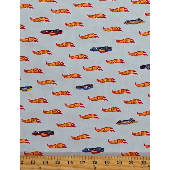 Cotton Hot Wheels Logos Diecast Cars Racecars Auto Racing Gray Cotton Fabric Print by the Yard (C9752-GRAY)